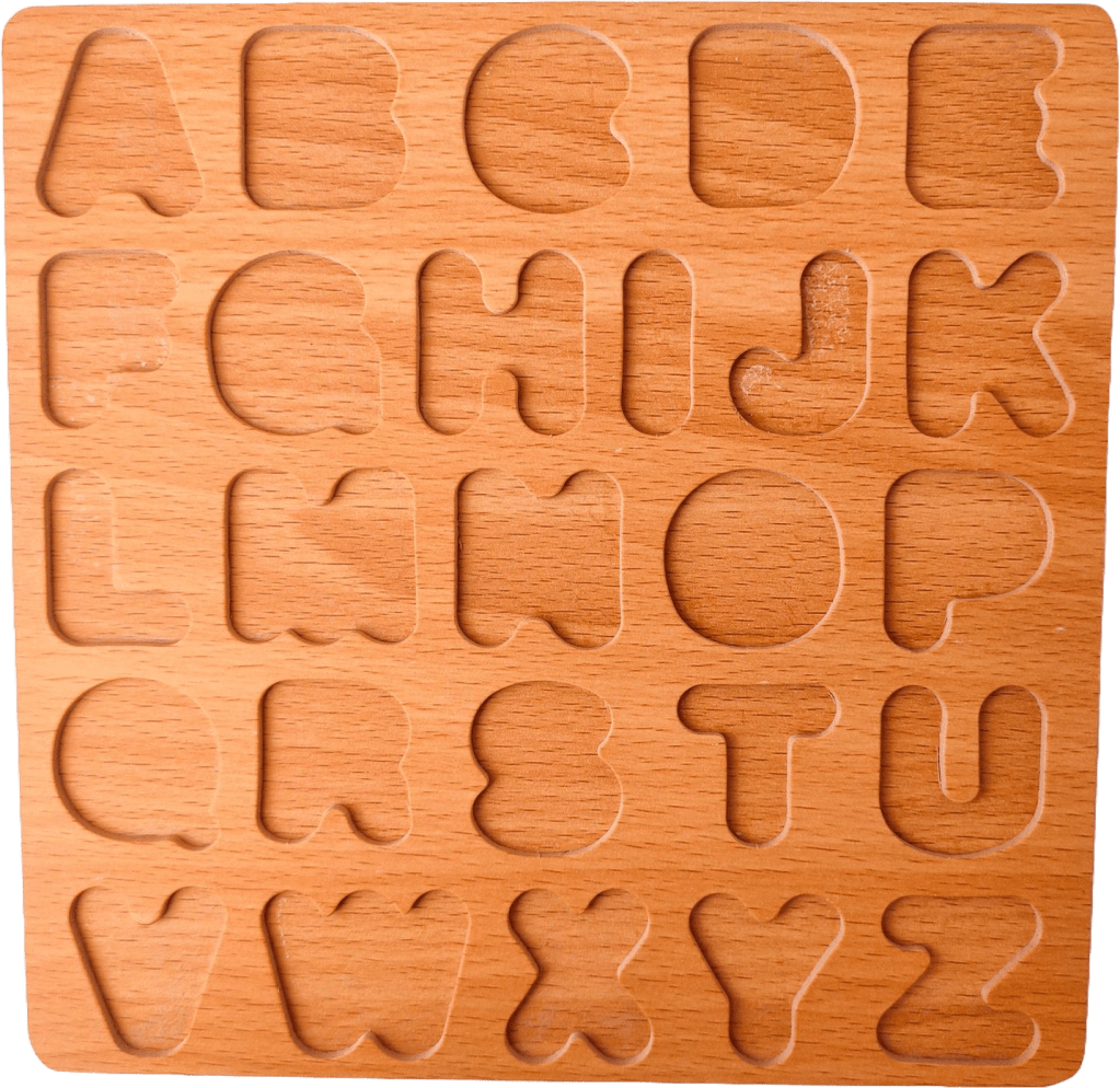 Wood carved alphabet